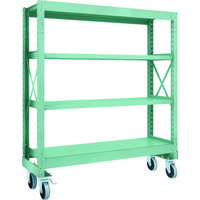 TRUSCO R3型ボルト式中量棚W1500XD500XH1700 4段 Φ150 ウレタンキャスター付 R3-5554-U150（直送品）