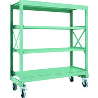 TRUSCO R3型ボルト式中量棚W1500XD600XH1700 4段 Φ150 ウレタンキャスター付 R3-5564-U150（直送品）