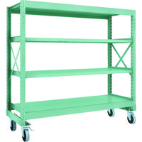 TRUSCO R3型ボルト式中量棚W1800XD600XH1700 4段 Φ150 ウレタンキャスター付 R3-5664-U150（直送品）