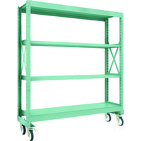 TRUSCO R3型ボルト式中量棚W1800XD500XH2000 4段 Φ150 ゴムキャスター付 R3-6654-G150 1台(1個)（直送品）