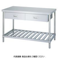 シンコー ステンレス作業台片面引出付スノコ棚 間口1500×奥行600×高さ800 WDS-15060 1台 116-1457（直送品）