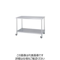 シンコー ステンレス(SUS430)作業台ベタ棚板キャスター付 φ75ウレタン車 750×600×800 WBC-7560-U75 1台（直送品）