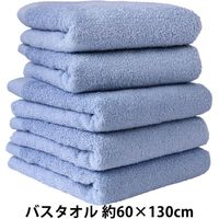 ヒオリエ 日本製 バスタオル ホテルスタイルタオル ホテルブルー 約60×130cm タオル 厚手 吸水 セット 無地 泉州タオル 1セット(5枚)