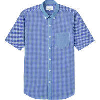 チトセ ボタンダウンシャツ（半袖）[男女兼用] EP8534_C-3ブルーチェック_3L（取寄品）