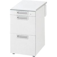 【設置込】プラス LA 脇机 OAタイプ A-3段 幅400×奥行700×高さ700mm ホワイト/ホワイト 1台（直送品）