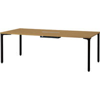 【設置付】プラス ロンナ 会議テーブル 4本脚アジャスタータイプ 長方形 配線口付 幅2100mm