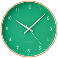 Lemnos（レムノス）木枠デザイン時計 グリーン 掛け時計 [電波 スイープ] 直径303mm AS16-01 GN 1個（取寄品）