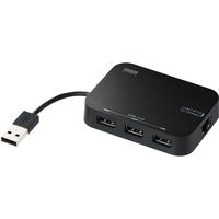 サンワサプライ LANアダプタ-内蔵3ポートUSB2.0ハブ（ブラック） USB-HLA306BKN 1個（直送品）