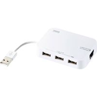 サンワサプライ LANアダプタ-内蔵3ポートUSB2.0ハブ（ホワイト） USB-HLA306WN 1個（直送品）