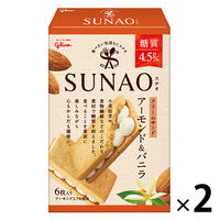 【1枚あたり糖質4.5g】江崎グリコ SUNAO（スナオ）＜アーモンド＆バニラクリームサンド＞6枚入×2箱 低糖質 糖質オフ