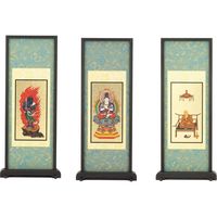 奏音 スタンド掛軸 本尊 黒檀/あさぎ ZZ-1633-黒あさ小-7（直送品）