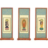 奏音 スタンド掛軸 脇侍 紫檀/あさぎ ZZ-1634-紫あさ小-10 1箱（2幅入）（直送品）