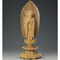 奏音 本柘植八角台舟型水煙4.0寸立弥陀（直送品）