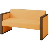 オカムラ L-40S ロビーチェア 2人掛け 両側肘 総張り ダーク脚 幅1230mm アプリコット L340AB PB29 1台（直送品）