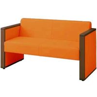 オカムラ L-40S ロビーチェア 2人掛け 両側肘 総張り ダーク脚 幅1230mm オレンジ L340AB PE58 1台（直送品）