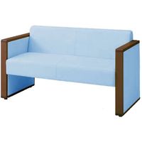 オカムラ L-40S ロビーチェア 2人掛け 両側肘 総張り ダーク脚 幅1230mm ミント・ブルー L340AB PG04 1台（直送品）