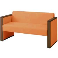 オカムラ L-40S ロビーチェア 2人掛け 両側肘 総張り ダーク脚 幅1230mm タンジェリン L340AB PG07 1台（直送品）