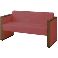 オカムラ L-40S ロビーチェア 2人掛け 両側肘 総張り ダーク脚 幅1230mm ローズ・レッド L340AB PG08 1台（直送品）