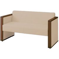 オカムラ L-40S ロビーチェア 2人掛け 両側肘 総張り ダーク脚 幅1230mm サンド・ベージュ L340AB PG10 1台（直送品）