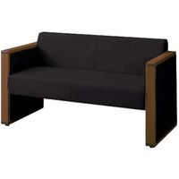 オカムラ L-40S ロビーチェア 2人掛け 両側肘 総張り ダーク脚 幅1230mm ブラック L340AB FM18 1台（直送品）