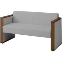 オカムラ L-40S ロビーチェア 2人掛け 両側肘 総張り ダーク脚 幅1230mm ライトグレー L340AB FM19 1台（直送品）