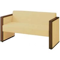 オカムラ L-40S ロビーチェア 2人掛け 両側肘 総張り ダーク脚 幅1230mm イエローベージュ L340AB PC84 1台（直送品）