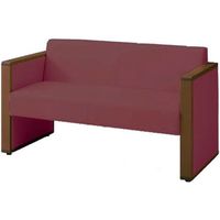 オカムラ L-40S ロビーチェア 2人掛け 両側肘 総張り ダーク脚 幅1230mm ダークレッド L340AB PC91 1台（直送品）