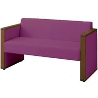 オカムラ L-40S ロビーチェア 2人掛け 両側肘 総張り ダーク脚 幅1230mm パープル L340AB PC94 1台（直送品）