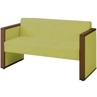 オカムラ L-40S ロビーチェア 2人掛け 両側肘 総張り ダーク脚 幅1230mm ライトグリーン L340AB PC96 1台（直送品）