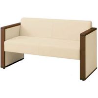 オカムラ L-40S ロビーチェア 2人掛け 両側肘 総張り ダーク脚 幅1230mm リネン・アイボリー L340AB PG01 1台（直送品）