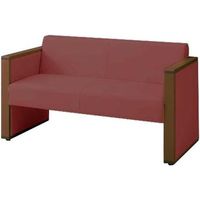 オカムラ L-40S ロビーチェア 2人掛け 両側肘 総張り ダーク脚 幅1230mm テラコッタ L340AB FXW6 1台（直送品）