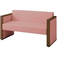 オカムラ L-40S ロビーチェア 2人掛け 両側肘 総張り ダーク脚 幅1230mm ピンク L340AB PC78 1台（直送品）