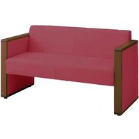 オカムラ L-40S ロビーチェア 2人掛け 両側肘 総張り ダーク脚 幅1230mm レッド L340AB PC79 1台（直送品）