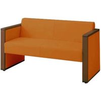 オカムラ L-40S ロビーチェア 2人掛け 両側肘 総張り ダーク脚 幅1230mm スモークオレンジ L340AB FMV3 1台（直送品）