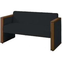 オカムラ L-40S ロビーチェア 2人掛け 両側肘 総張り ダーク脚 幅1230mm ブラック L340AB PE51 1台（直送品）