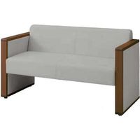 オカムラ L-40S ロビーチェア 2人掛け 両側肘 総張り ダーク脚 幅1230mm ライトグレー L340AB PE52 1台（直送品）