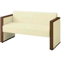 オカムラ L-40S ロビーチェア 2人掛け 両側肘 総張り ダーク脚 幅1230mm ライトベージュ L340AB PE54 1台（直送品）