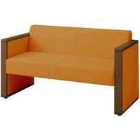 オカムラ L-40S ロビーチェア 2人掛け 両側肘 総張り ダーク脚 幅1230mm オレンジ L340AB FMT7 1台（直送品）