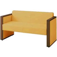 オカムラ L-40S ロビーチェア 2人掛け 両側肘 総張り ダーク脚 幅1230mm イエロー L340AB PE59 1台（直送品）