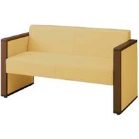 オカムラ L-40S ロビーチェア 2人掛け 両側肘 総張り ダーク脚 幅1230mm イエローオーカー L340AB PB36 1台（直送品）