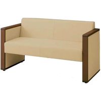 オカムラ L-40S ロビーチェア 2人掛け 両側肘 総張り ダーク脚 幅1230mm ライトブラウン L340AB PC44 1台（直送品）