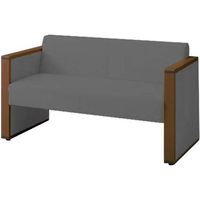 オカムラ L-40S ロビーチェア 2人掛け 両側肘 総張り ダーク脚 幅1230mm グレー L340AB FXR2 1台（直送品）