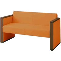 オカムラ L-40S ロビーチェア 2人掛け 両側肘 総張り ダーク脚 幅1230mm オレンジ L340AB FXR9 1台（直送品）