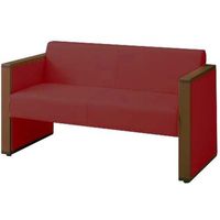 オカムラ L-40S ロビーチェア 2人掛け 両側肘 総張り ダーク脚 幅1230mm レッド L340AB FXR8 1台（直送品）