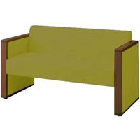 オカムラ L-40S ロビーチェア 2人掛け 両側肘 総張り ダーク脚 幅1230mm イエローグリーン L340AB FXS2 1台（直送品）