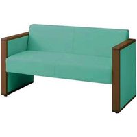 オカムラ L-40S ロビーチェア 2人掛け 両側肘 総張り ダーク脚 幅1230mm セージ L340AB FXS4 1台（直送品）