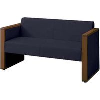 オカムラ L-40S ロビーチェア 2人掛け 両側肘 総張り ダーク脚 幅1230mm ダークブルー L340AB FXS5 1台（直送品）