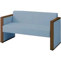 オカムラ L-40S ロビーチェア 2人掛け 両側肘 総張り ダーク脚 幅1230mm ライトブルー L340AB PB21 1台（直送品）