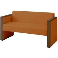 オカムラ L-40S ロビーチェア 2人掛け 両側肘 総張り ダーク脚 幅1230mm パンプキン L340AB F010 1台（直送品）