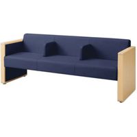 オカムラ L-40S ロビーチェア 3人掛け 各席肘 突板張り ナチュラル脚 幅1780mm シーサイド L340HN FZY3 1台（直送品）